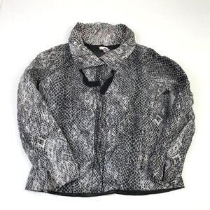 Chicos Womens Crinkle Jacket Snakeskin Print Long Sleeve Snap Button 0 S Small